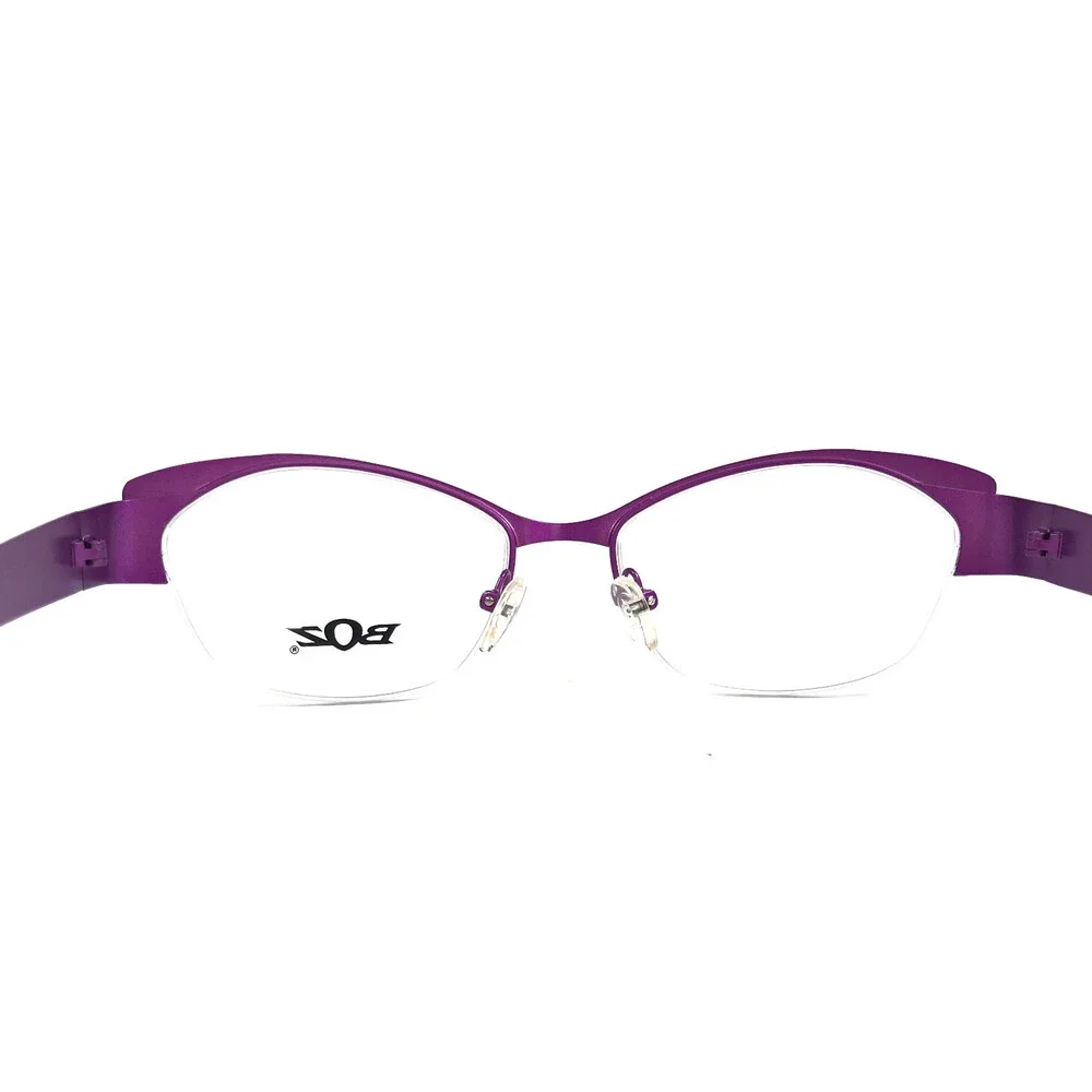 BOZ Eyeglasses Frames ZOO 7072 Purple Leopard Cat Eye Half Rim 53-17-135